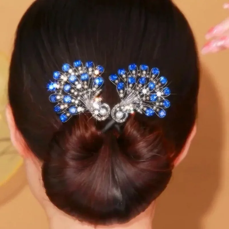 Ретро циркон павлин катушка аксессуары для волос женщин роскошные ложки на спине