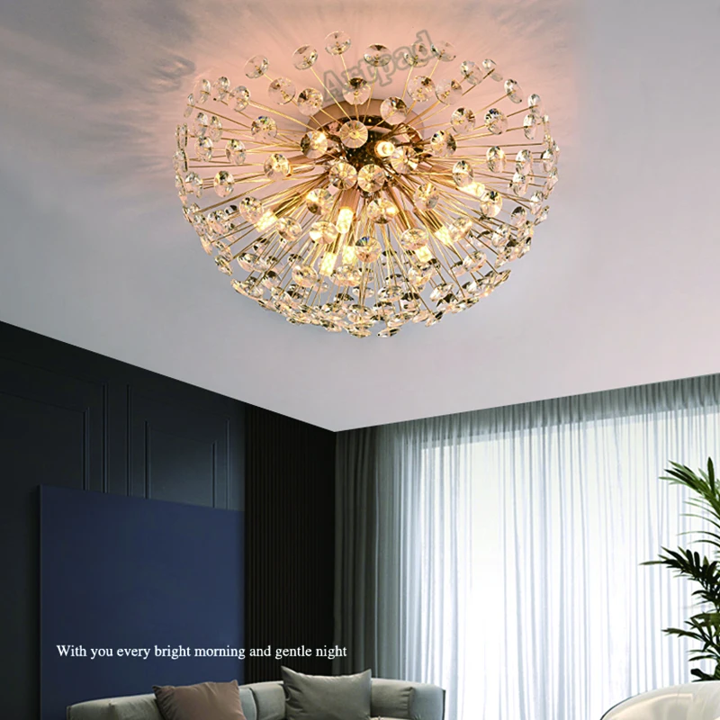 

Crystal Led Ceiling Lights Dining Room Aisle Decor Indoor Lighting Creative Semicircle Bedroom Ceiling Lamp Ceiling Lighting