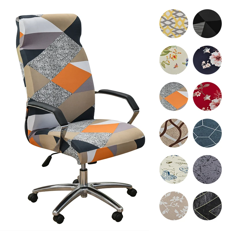 

Printed Office Chair Cover Elastic Modern Spandex Computer Chair Cover Anti-dirty Removable Washable Slipcovers