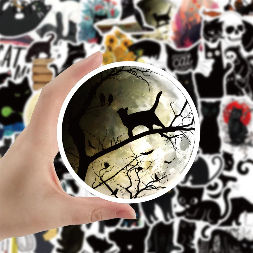 

50pcs Cartoon Animal Black Cat Stickers For Ipad Scrapbook Laptop Journal Stationery Vintage Sticker Pack Scrapbooking Supplies