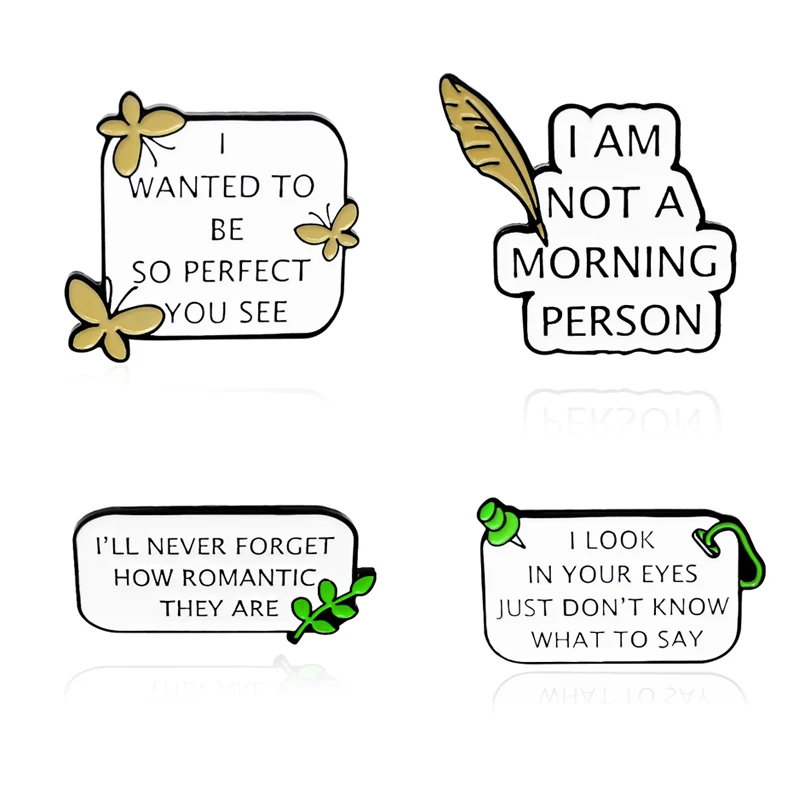 

Custom Quotation Pins I M NOT A MORNING PERSON Funny Words Note Women Brooches Bag Hats Leather Jackets Men Women Jewelry