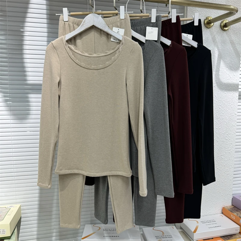 Осенне-зимняя утолщенная женская осенняя одежда на флисовой подкладке длинные