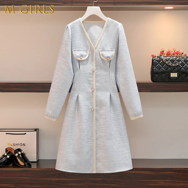 

Женское винтажное платье-туника в английском стиле, летнее модное офисное элегантное твидовое платье с коротким рукавом и жемчужными пуговицами, 2022