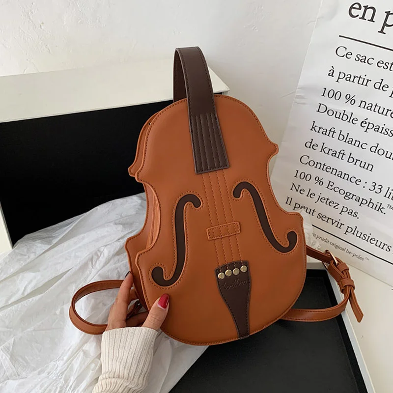 

Mochila feminina em forma de violino, mochila de couro pu de alta qualidade para adolescentes, estilo universitário, bolsa escol