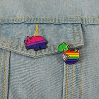 creative cartoon rainbow dinosaur enamel pin rhino brooch lapel badge fashion animal jewelry gift for kids friends accessories
