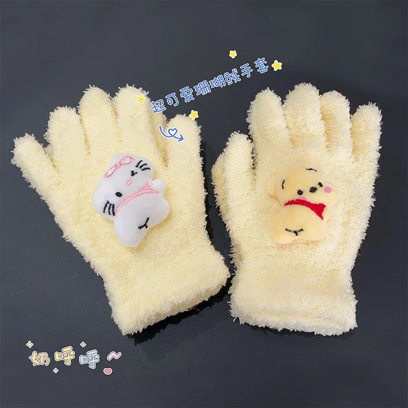 Перчатки Винни-Пух Диснея Женские Милые Мягкие Теплые Из Кораллового Флиса