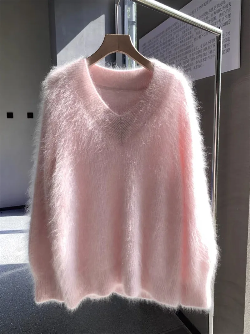 Мягкий Вязаный Свитер MiiiiX из искусственного меха норки Женский пуловер осень 2024