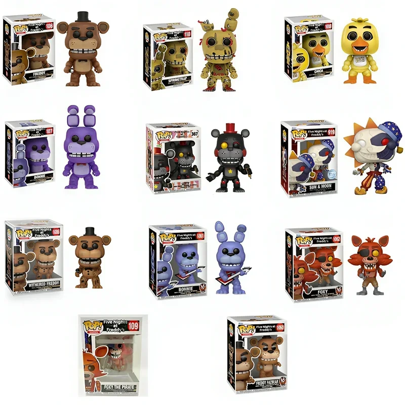 Фото Виниловые фигурки Funko Five Nights At Freddy's # 106Бонни # 107Фокси # 109Чича # 108 коллекционных фигурок персонажей ужасов для фанатов, игрушки, подарки №1