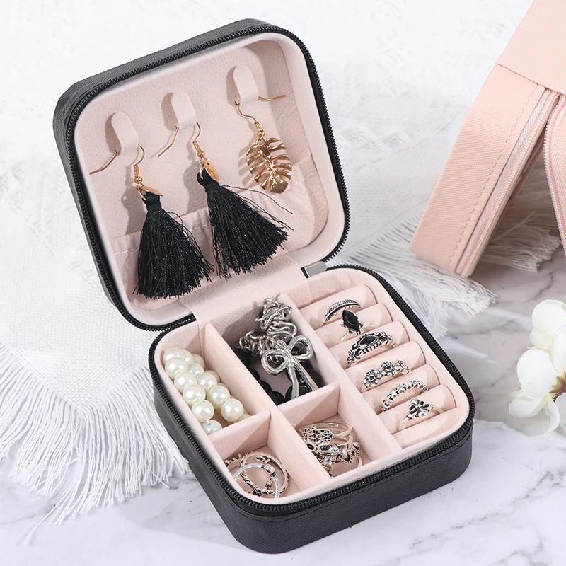 

Earrings Velvet Jewelry Organizer Display Travel Jewelry Case Boxes Travel Portable Jewelry Box Leather Storage Earring Holder