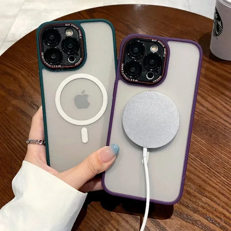 Роскошный матовый чехол для телефона Magsafe с магнитной беспроводной зарядкой 15 14