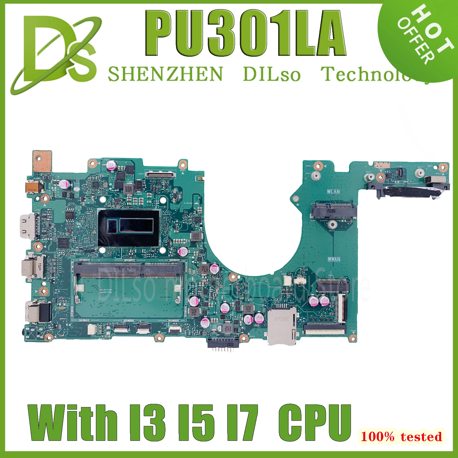 

KEFU PU301L Mainboard For ASUS ASUSPRO ESSENTIAL PU301LA I3 I5 I7-4500U Laptop Motherboard REV2.0 Test work 100% Origina