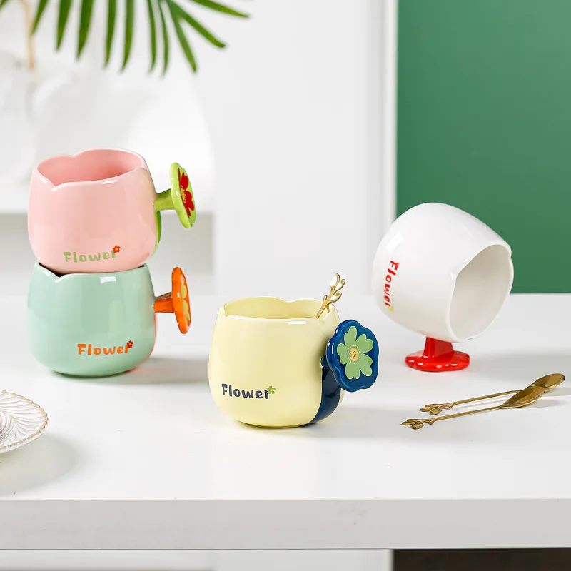 

Кофейные кружки, креативная керамическая чашка с цветами, кружка контрастных цветов, малая емкость, домашняя чашка для воды, мужская, женская, Студенческая, Офисная чашка