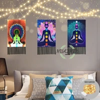 yoga indian witchcraft tassel handmade tapestry psychedelic mandala style hippie boho aesthetic room decor macrame wall hanging