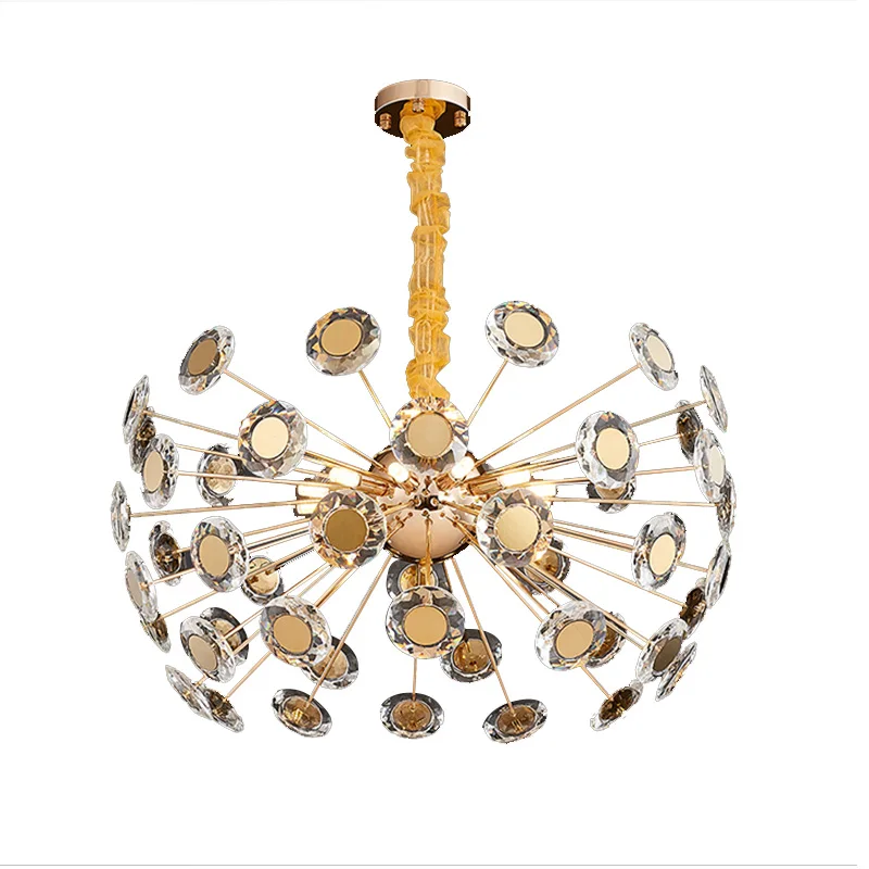 

Golden Luxury Crystal Chandelier Lights Post Modern Fashion Romantic Foyer Bedroom Restaurant Art Deco Hanging Lamp Fixtures G9