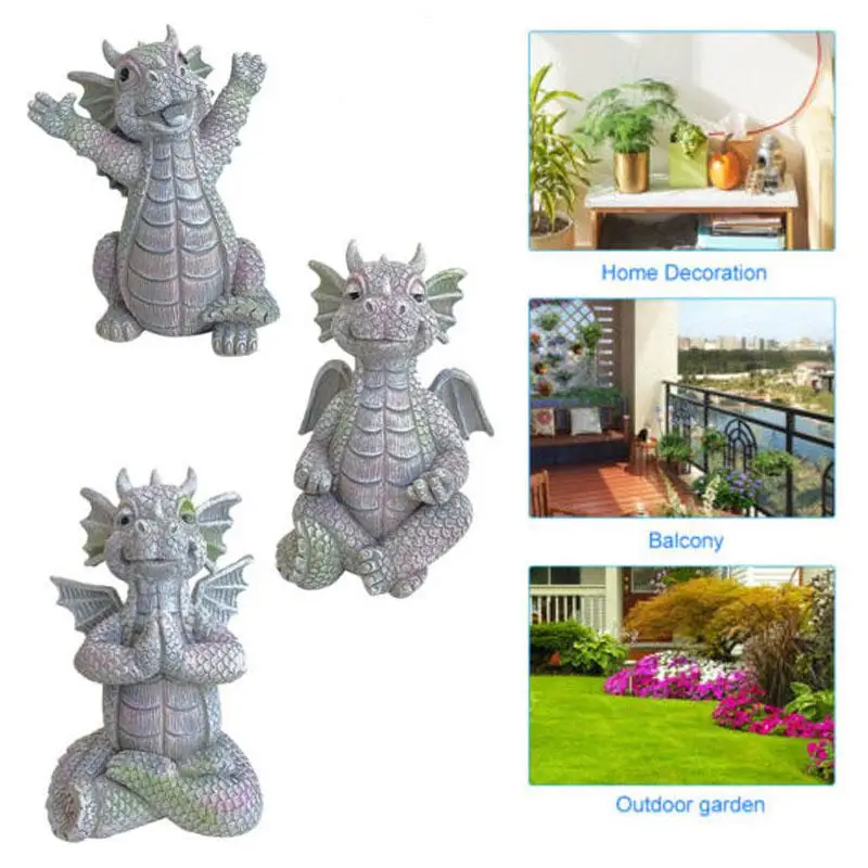 

Garden Dragon Little Dinosaur Meditation Decoration Garden Resin Crafts Statue Cute Shape