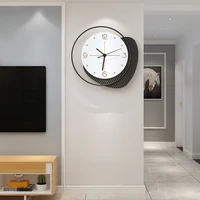 metal circle designer wall clock mdf board wood watches wall decorative grey horloge home interiors decor