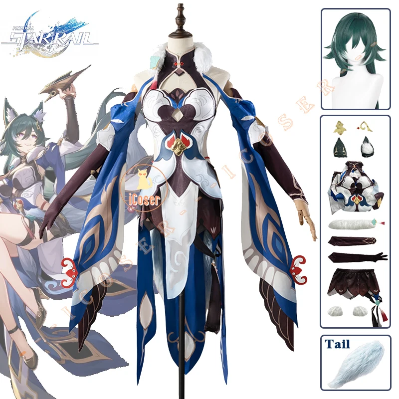 

Honkai Star Rail Yukong Cosplay Costume Wig Dress Tail Ears Hairpins Uniform Helm Master Xianzhou Luofu Halloween Party Women