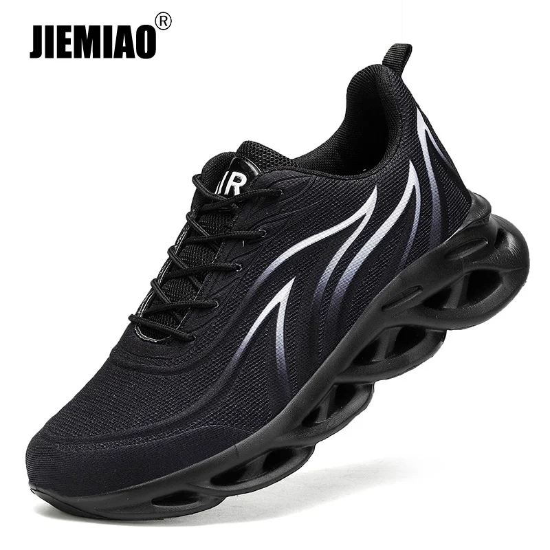 JIEMIAO High Quality Men's Flame Printed Sneakers Mesh Breathable Sport Running Shoes Comfortable Outdoor Men Athletic Shoes