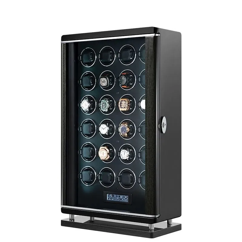

Luxury Smart Watch Winder 24 Slots Watch Storage Box Piano Paint LED Display Touch Screen With Fingerprint Unlock Custom Logo