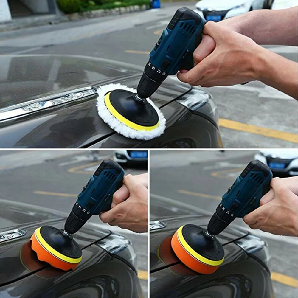 

80mm/ 3"Car Polishing Sponge Pads Buffer Pad Sponge Kit Set Drill Adapter Car Polisher Car Waxing Sealing Glaze