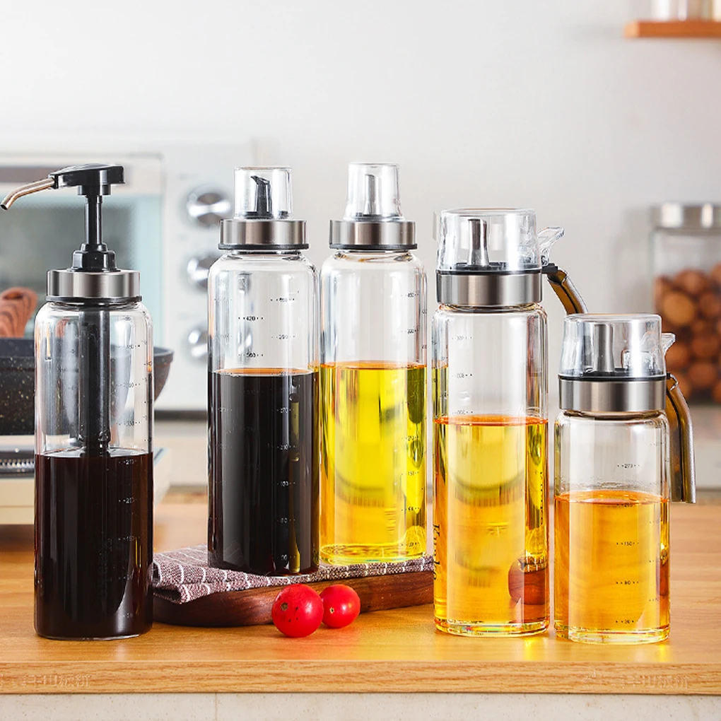 

YOMDID Durable High Borosilicate Glass Oil Bottle Soy Sauce Jar Vinegar Pot Leak-Proof Seasoning Storage Bottle Kitchen Gadgets