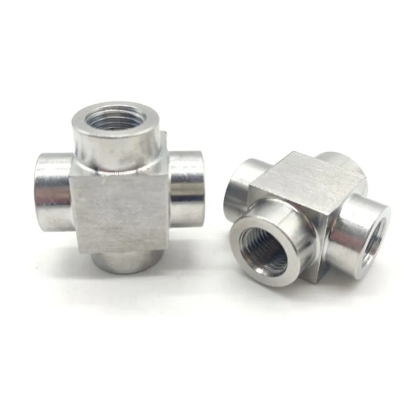 

1/8" 1/4" 3/8" 1/2" BSP 1/4" NPT M20 Female Cross 4 Way Splitter Block 304 Stainless Steel Pipe Fitting Connector Water Gas Fuel