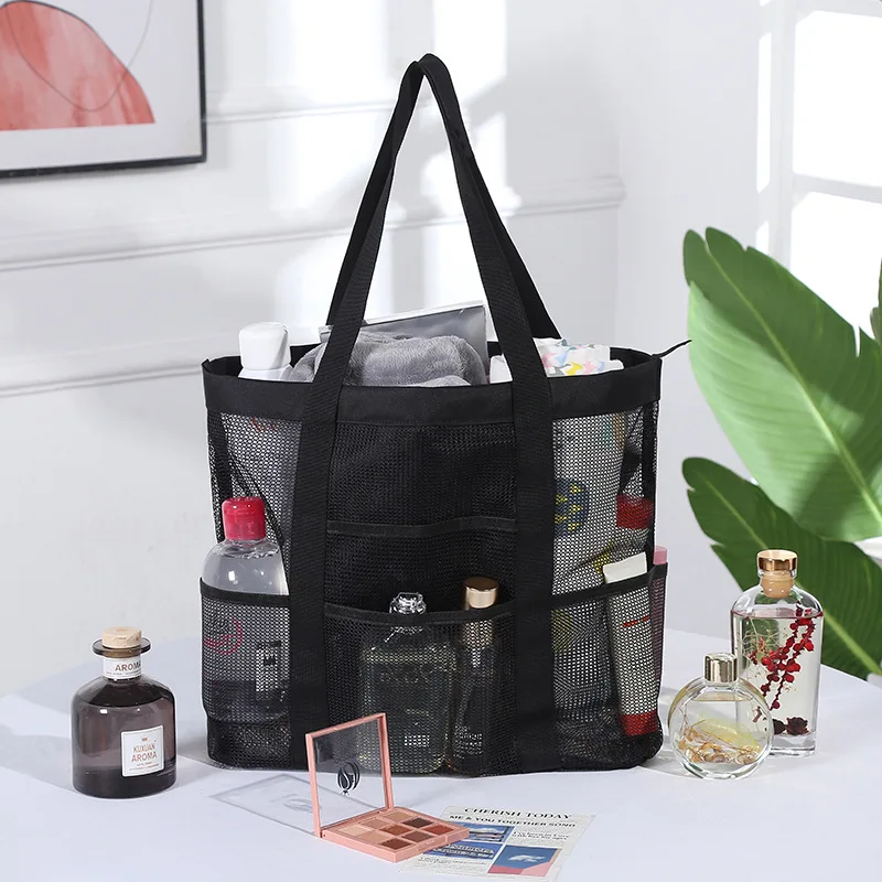 

Large Capacity Mesh Multi-pocket Beach Bag Mesh Cloth Portable Travel Toilet Bags Fitness Swimming Storage Bag Clothes Organize