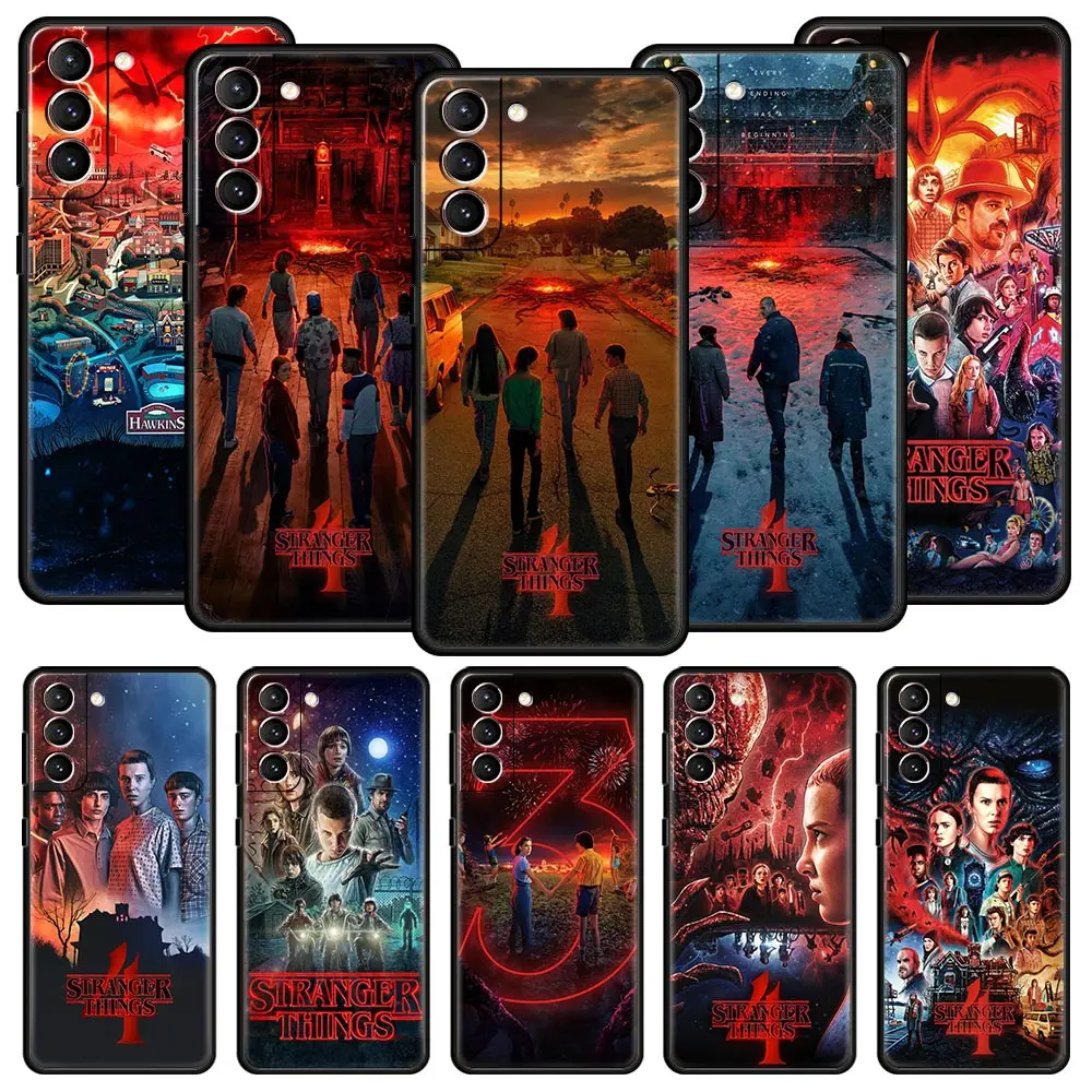 

Stranger Things 4 Case For Samsung Galaxy S22 Ultra S21 S20 FE 5G S10 S9 S8 Plus S10E Note 10 20 Lite Phone Cover Black Silicone