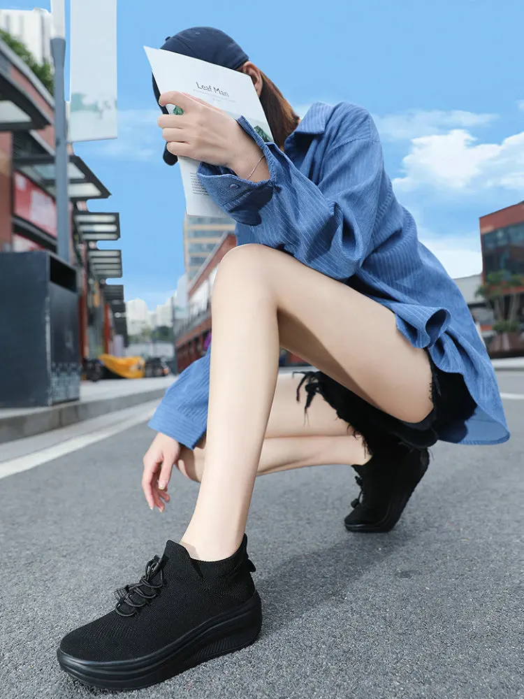 Women's Walking Shoes Fashion Sock Sneakers Breathe Comfortable Nursing Shoe Casual Platform Loafers Non-Slip Style Zapatos De M