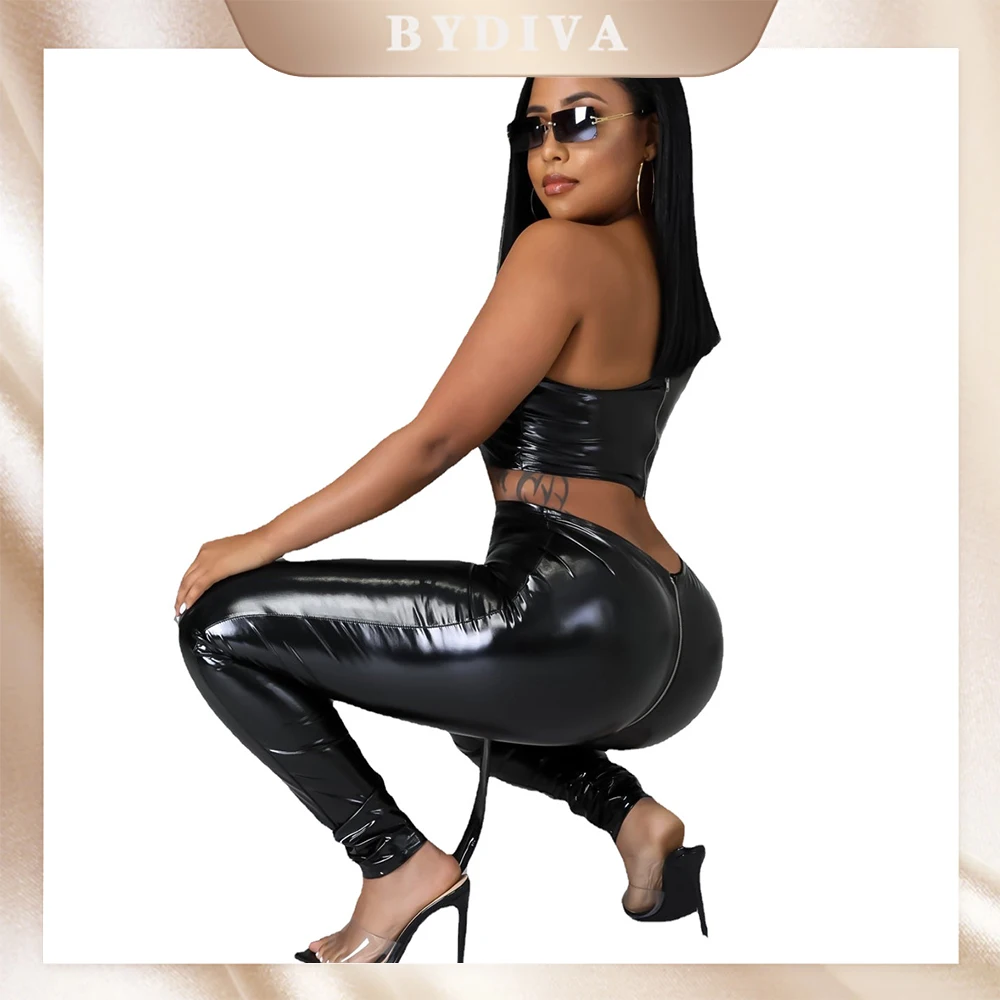 BYDIVA искусственная кожа сексуальный на одно плечо без рукавов необычный жилет