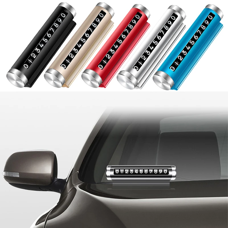 

Universal Metal Car Temporary Parking Card Rotate Phone Number Plate Aluminum Stickers Park Stop in Car-styling Auto Accessories