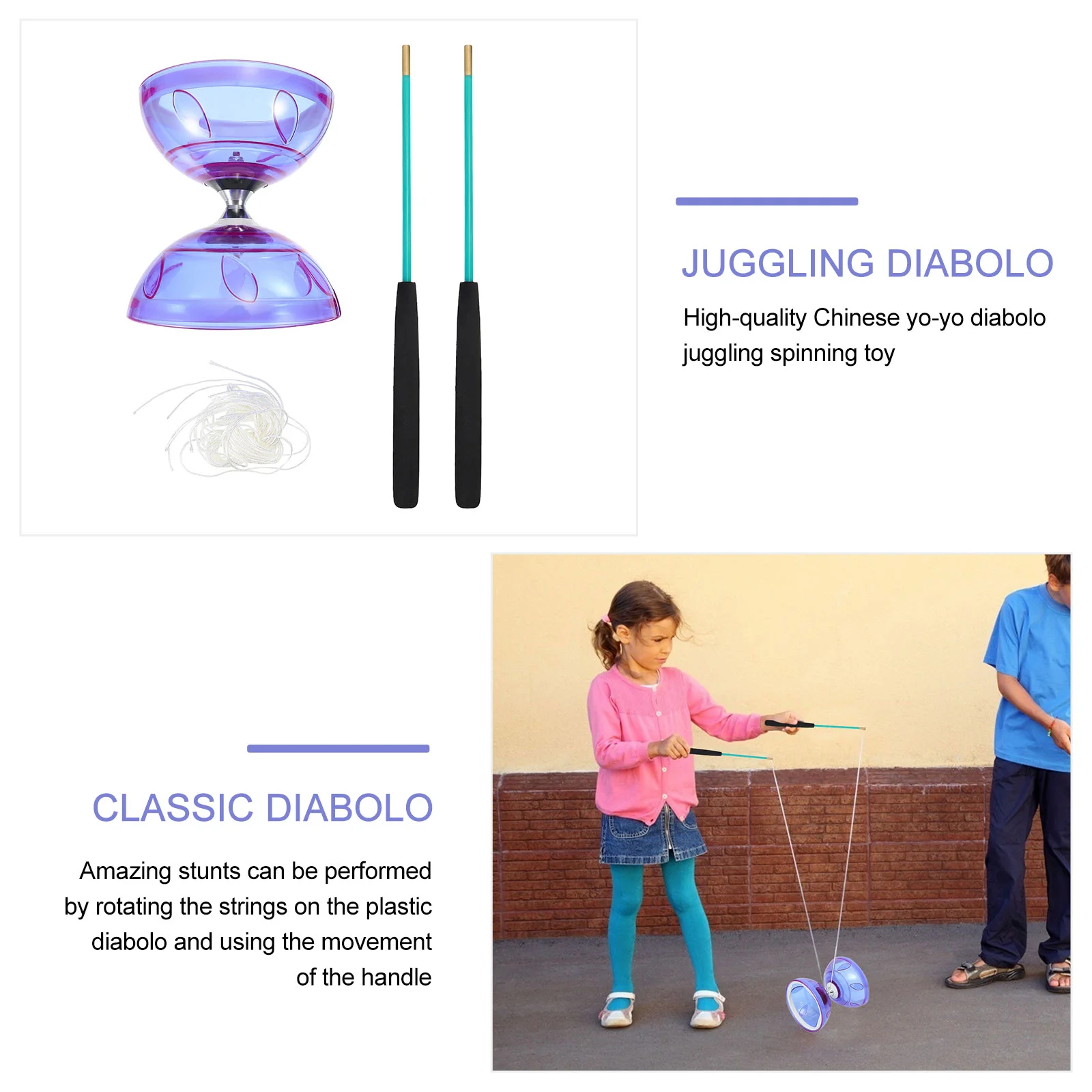 Детская игрушка Yoyo Diabolo китайский жонглинг для крупного пластика