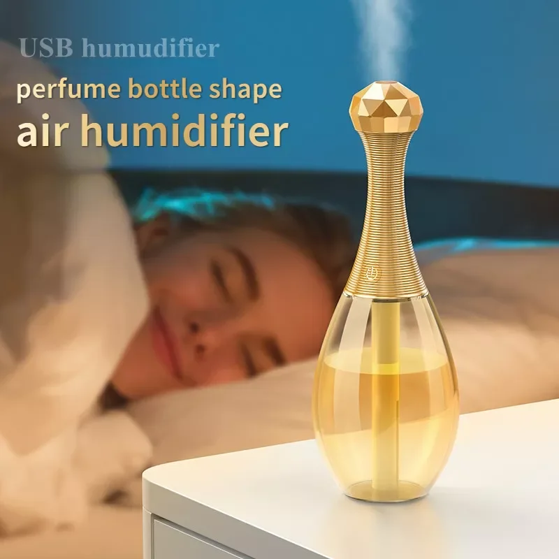 

Air Humidifier Perfume Bottle Shape Nano Mist Sprayer Diffuser USB Rechargeable Fogger Nightlight Lamp Gift Air Humidifier