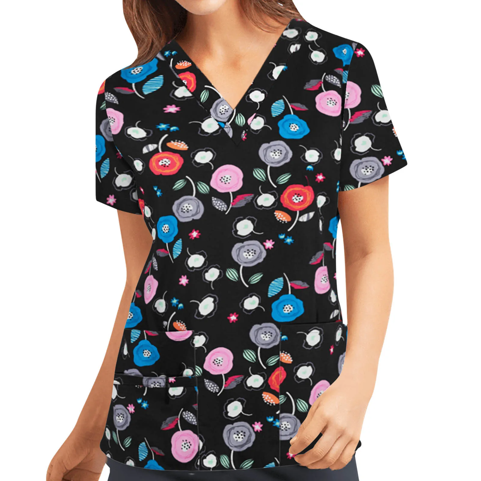 

Женский топ с V-образным вырезом, коротким рукавом