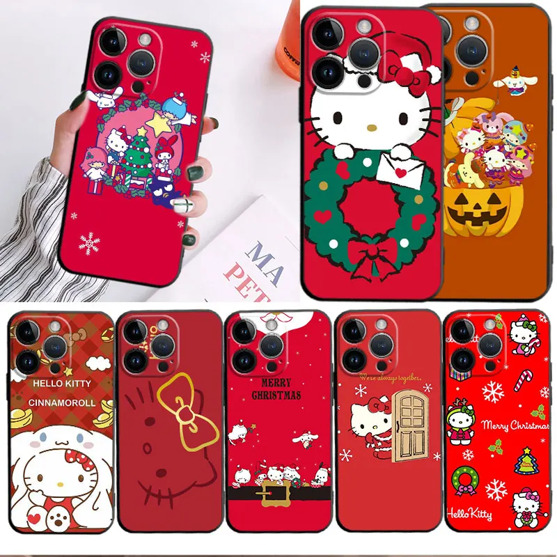 

Soft Silicone Cover Phone Case For iPhone 14 13 12 11 Pro Max 6 6S 7 8 Plus X XS XR 12 13 Mini Shell Sanrio Red Hello Kitty