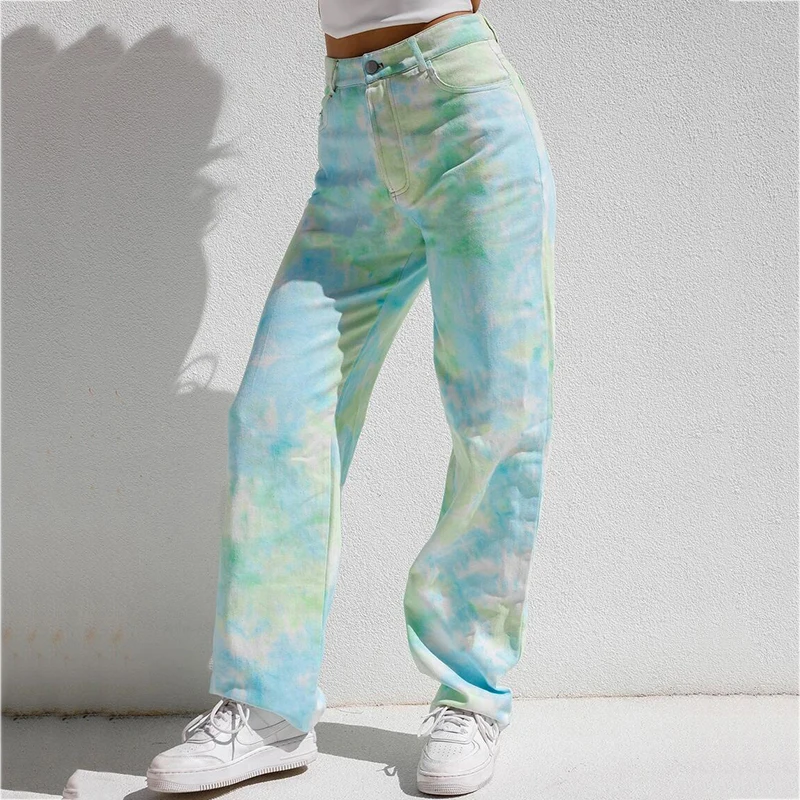 Прямые брюки потертые джинсы джинсовые обычные женские в стиле хип-хоп