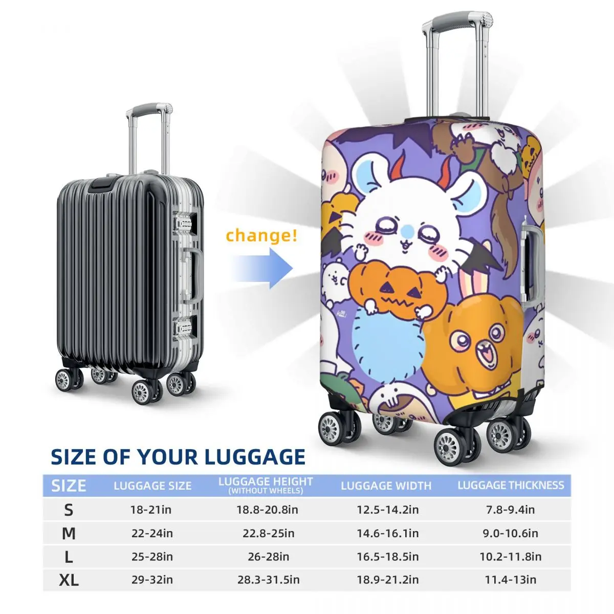 Чехол для чемодана Chiikawa на Хэллоуин деловая защита лента полета принадлежности