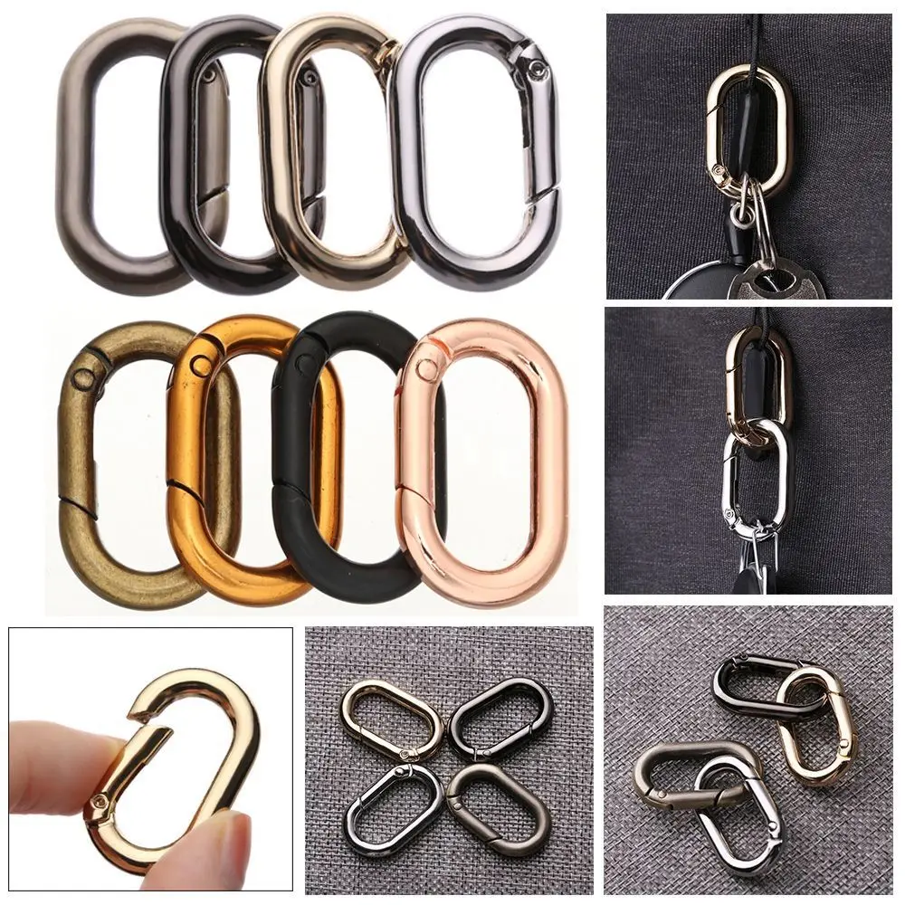 

Zinc Alloy Plated Gate Spring Oval Ring Buckles Clips Carabiner Purses Handbags Oval Push Trigger Snap Hooks Carabiners