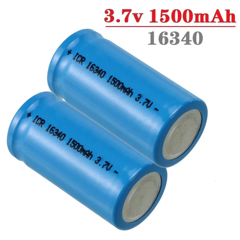 Фото Аккумулятор 16340 CR123A 3.7V 1500mAh, перезаряжаемые литий-ионные батареи для светодиодных фонарей, дорожное зарядное устройство для аккумуляторов CR123A 16340 №4