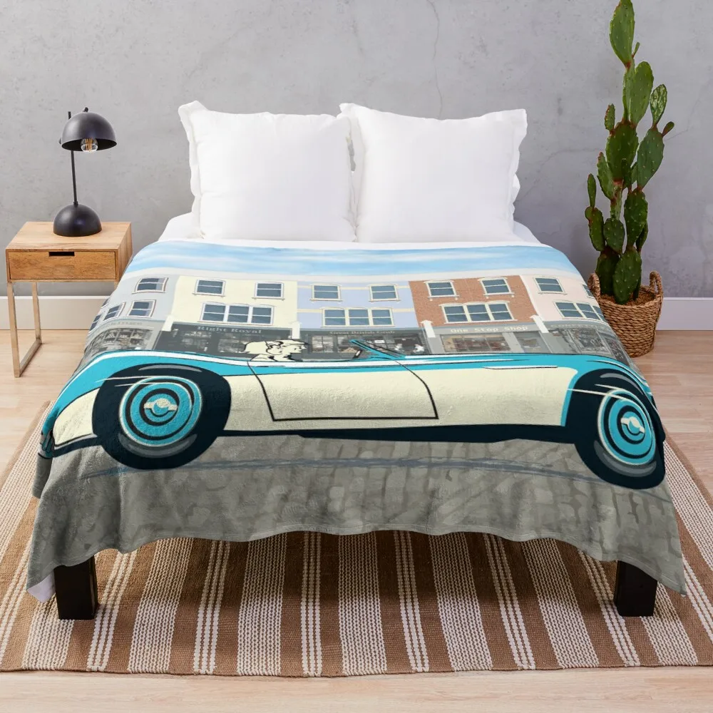 Healey Blue Over Ivory Ah 3000 – In 1959 Launch Promotion Style Weighted Fur Blanket Pom Throw |