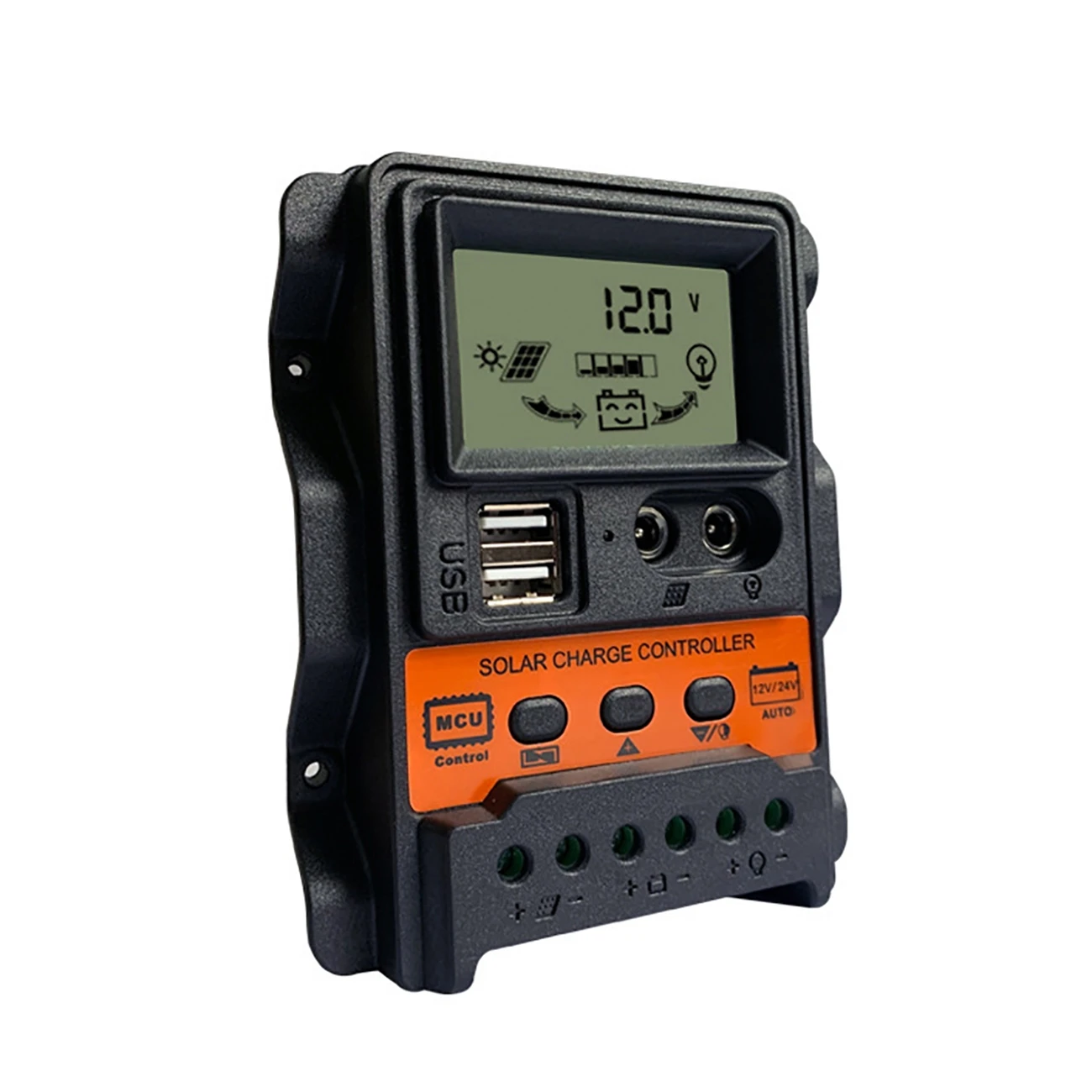 

10A 20A 30A Auto Solar Charge Controller LCD Dual USB Solar Panel Regulator Dual USB Voltage Charger 12V 24V Power Controller
