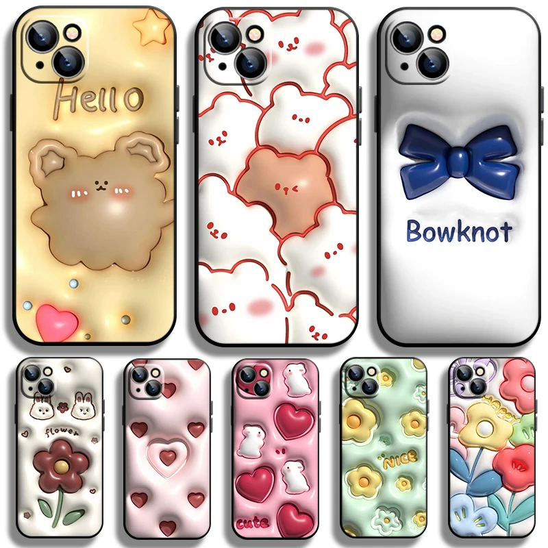 

Nonstereoscopic 3D Vision Flower Anime Bear Black Phone Case For iPhone 14 13 12 Mini 11 XS Pro Max X XR 8 7 6 Plus 5 SE 2020