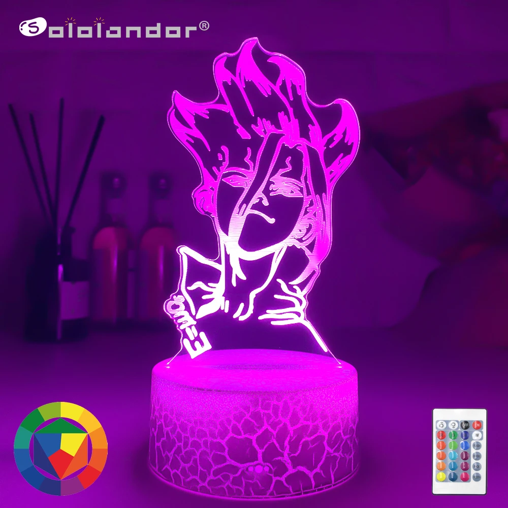 

New Anime Dr Stone Figure Table 3d Lamp for Kids Child Bedroom Decor Nightlight Manga Gift for Him Acrylic Led Night Light Lamps