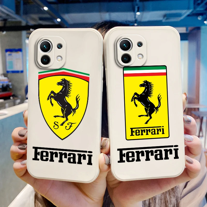 

Luxury Fashion Ferrari Logo For Xiaomi Mi 13 12S 12 12T 12X 11i 11T 11 10 10S 10T Pro Lite Ultra Liquid Rope Phone Case