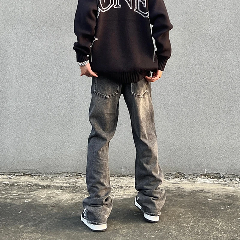 2023 Solid Color High Street Patchwork Baggy Jeans Y2k Skulls Embroidery Casual Denim Pants Men and Women Elastic Waist Trousers