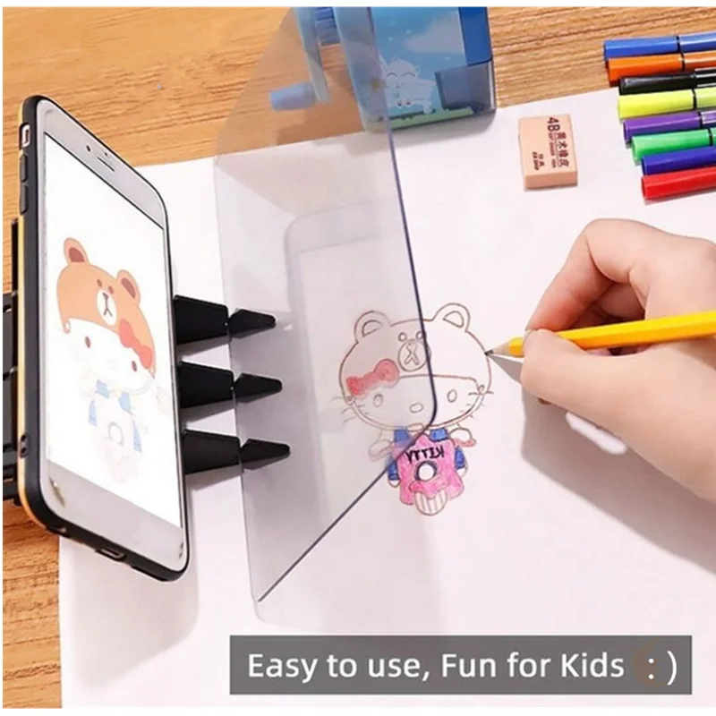 

Kids LED Projection Drawing Copy Board Sketch Reflection Dimming Bracket Painting Mirror Plate Imaging Drawing Board