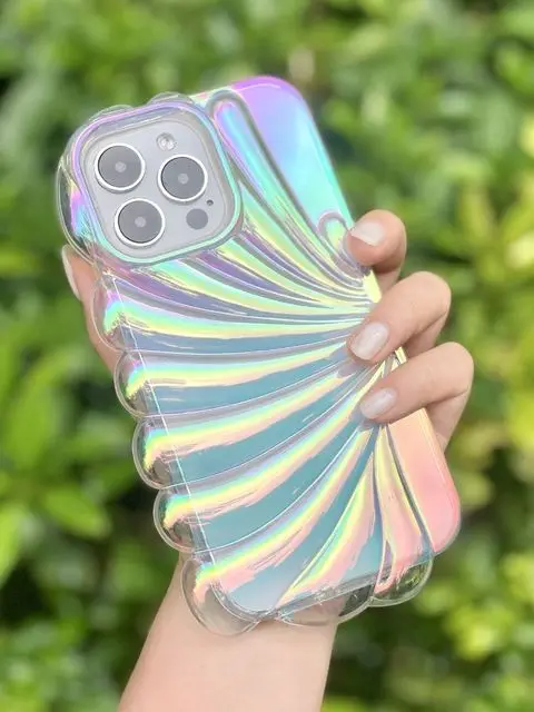 

for iPhone 14 Pro Max Case Rainbow Conch Clear Laser 13 11 12 Transparent 3D shells Glitter Silicone Case for iPhone 11 Pro Max