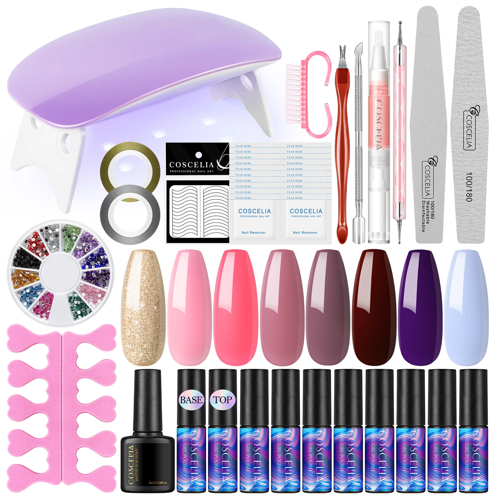 

Gel Nail Polish Full Kit with Nail Glue File Tools Rhinestone Decoration with UV Led Nail Lamp for Manicre Nail