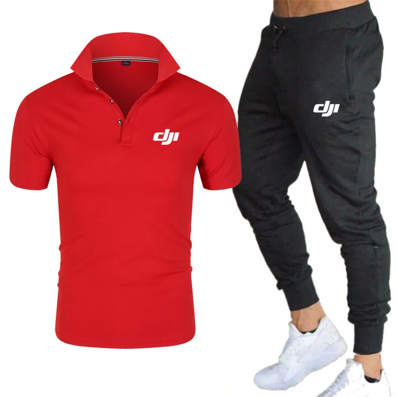 

2022 Men's New DJI Printing Polo Shirt Men's Summer Polo Shirts + Men's Clothing Casual Pants 2 Piece Set Fashion Sports Suit
