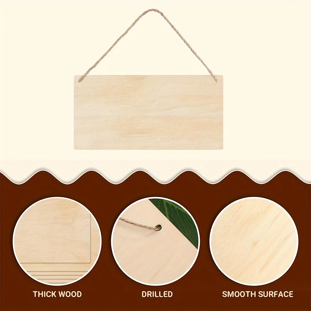 20/10 шт. 3 94x7 87 дюйма пустая прямоугольная подвесная вывеска из липы сделай сам